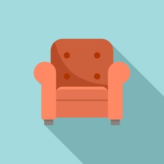 Soft armchair icon, flat style