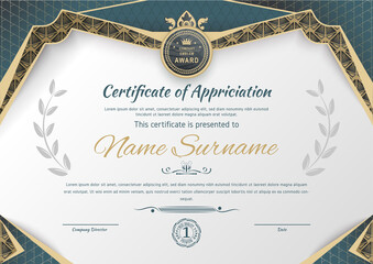 White black certificate and modern pattern design elements. Business modern design. Vector illustration