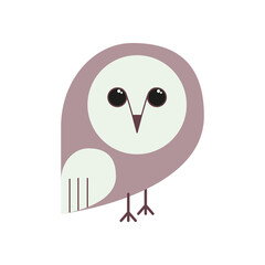 Isolated flat owl on white.