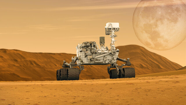 Mars Rovers Landed.Elements of this image furnished by NASA 3D illustration....