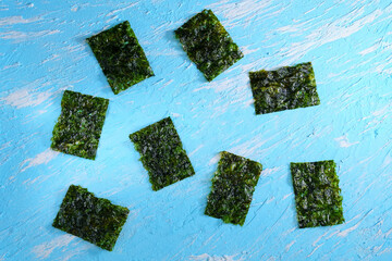 Japanese food nori dry seaweed or edible seaweed close-up. © Алексей Филатов