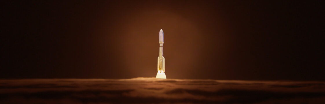 rocket takeoff panorama Elements of this image furnished by NASA illustration.