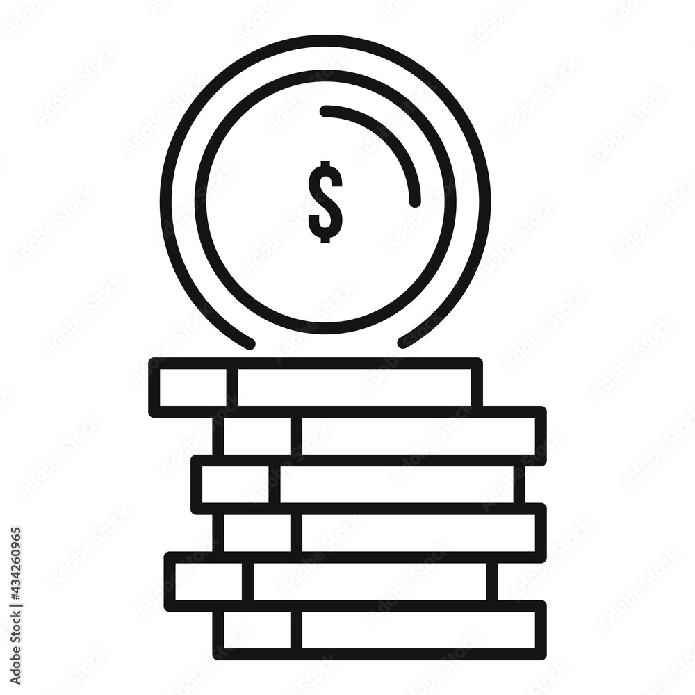 Sticker Compensation coin stack icon, outline style