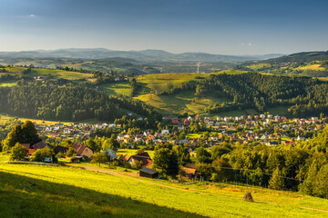 Beskid Sądecki on a warm summer afternoon. Natural views with beautiful landscapes. © PawelUchorczak