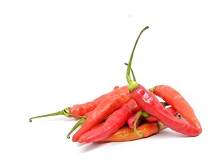 fresh red chili peppers on white background isolated