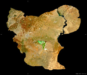 Aleppo, Syria - black solid. Sentinel-2 satellite