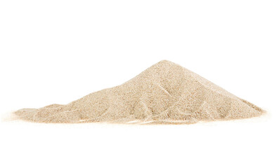 Fototapeta na wymiar Desert sand pile isolated on a white background. Sand dune.
