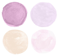 Pink, lilac and mauve watercolor round brush strokes