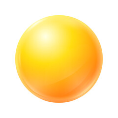 One big beautiful yellow ball isolated on white background. Realistic 3d yellow sphere. Image of glass glossy ball with shadow. Abstract crystal magic sphere. Illustration JPG