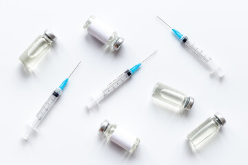 Fototapeta premium Medical vials with vaccine. Vaccination concept