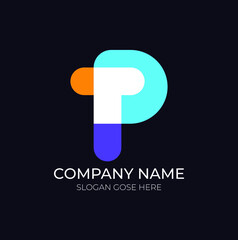 Modern abstract T letter Logo । tp logo । P logo icon