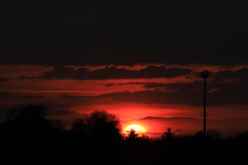 Beautiful sunset and clouds on the last day of april near Wroclaw, Poland, Europe.