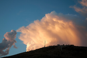 Hill and Clouds at the Sunset. Dubrovnik, Croatia