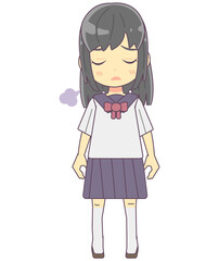 溜息をつく女子学生のイラスト素材