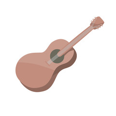 Vector flat acoustic guitar, isolated on white background