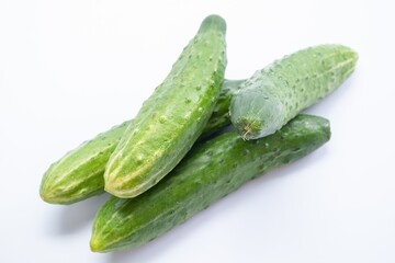 Cucumbers white background food isolated. fresh organic.