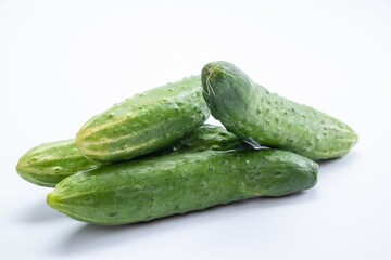 Cucumbers white background food isolated. green.