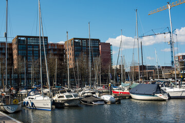 Fototapeta na wymiar yachts in Ilburg port in Amsterdam