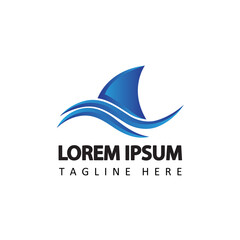 shark logo template design vector in isolated white background