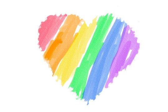 Drawing heart in rainbow colours, concept for celebrations of lgbtqai communities in pride month, June, around the world.