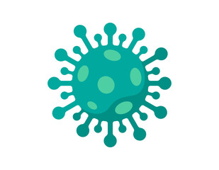 Coronavirus bacteria cell green icon. 2019-nCoV novel corona virus outbreak colored sign. Respiratory infection risk disease and covid-19 flu epidemic emblem. Vector isolated illustration