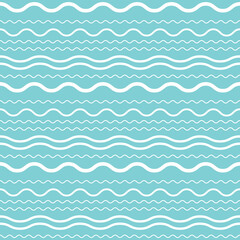 Wavy lines. seamless texture with white rolling lines on blue background.