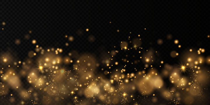 Gold dust PNG. Glittering particles of fairy dust. Magic concept. Abstract festive background. Christmas background. Space background.	