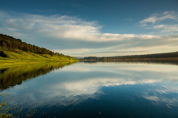 Beautiful Landscape with lake and trees. Amazing Nature in Europe. Lovely place to visit this summer.