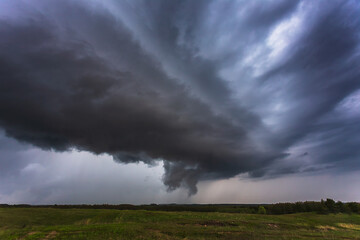 Obraz na płótnie Canvas Severe thunderstorm clouds, landscape with storm clouds