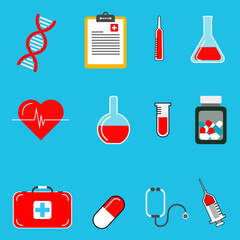 12 decorative vector medical icons in minimalistic style.  You can use it to design and develop websites and print media