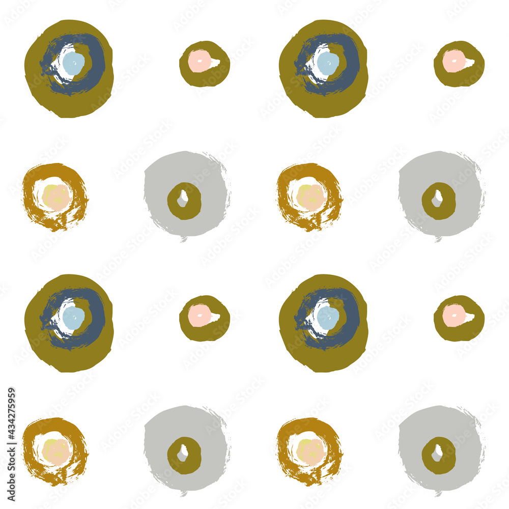 Poster painted circles background. acrylic paint or ink rounded hand painted brush strokes. vector seamless