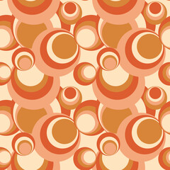 Vector seamless pattern with geometric shapes in retro style. Abstract backgrounds in 60s, 70s vintage style in gold, orange, beige colors