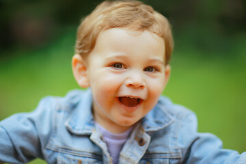 spring happy boy for a walk, nature summer happiness