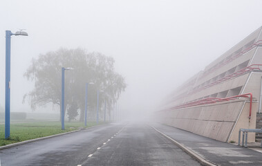 Fototapeta na wymiar street in fog