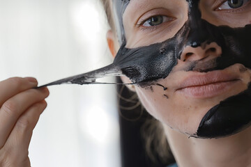 self, home skin pore cleaning black charcoal mask, spa skin female face