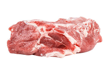 fresh raw pork meat isolated on white background. pig shoulder butt meat cut out