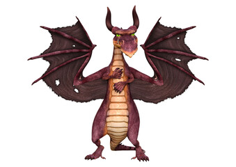 3D Rendering Fairy Tale Dragon on White