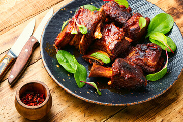 Barbecue beef ribs,american food