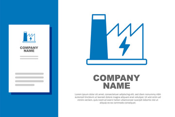 Blue Nuclear power plant icon isolated on white background. Energy industrial concept. Logo design template element. Vector