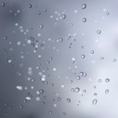 Pure clear water drops realistic set isolated vector illustration.