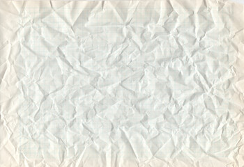 White crumpled paper. Blue graph lines, hi resolution old drawing grid paper