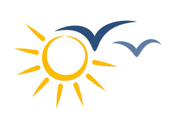 The Symbol of bright summer sun with birds.