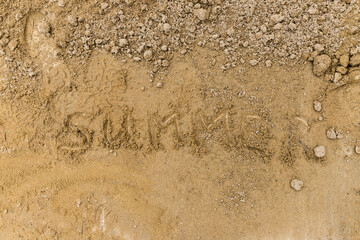 Inscription Summer on Sand Beach Banner Summer Background