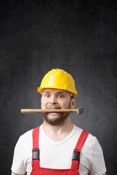Portrait of a crazy construction worker