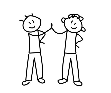 The two people came to an agreement. Sketch. Vector illustration.