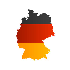 Obraz premium Realistic 3d Detailed Germany Flag on a Map Shape. Vector
