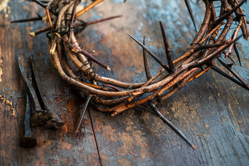 Crown of thorns and nails 