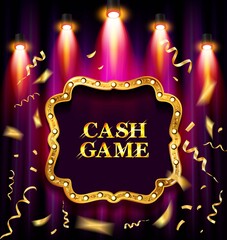 Cash game. Gold frame, Banne