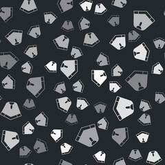 Grey Traditional mexican poncho clothing icon isolated seamless pattern on black background. Vector