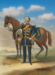 British Light Dragoons in 1850s. Illustration.